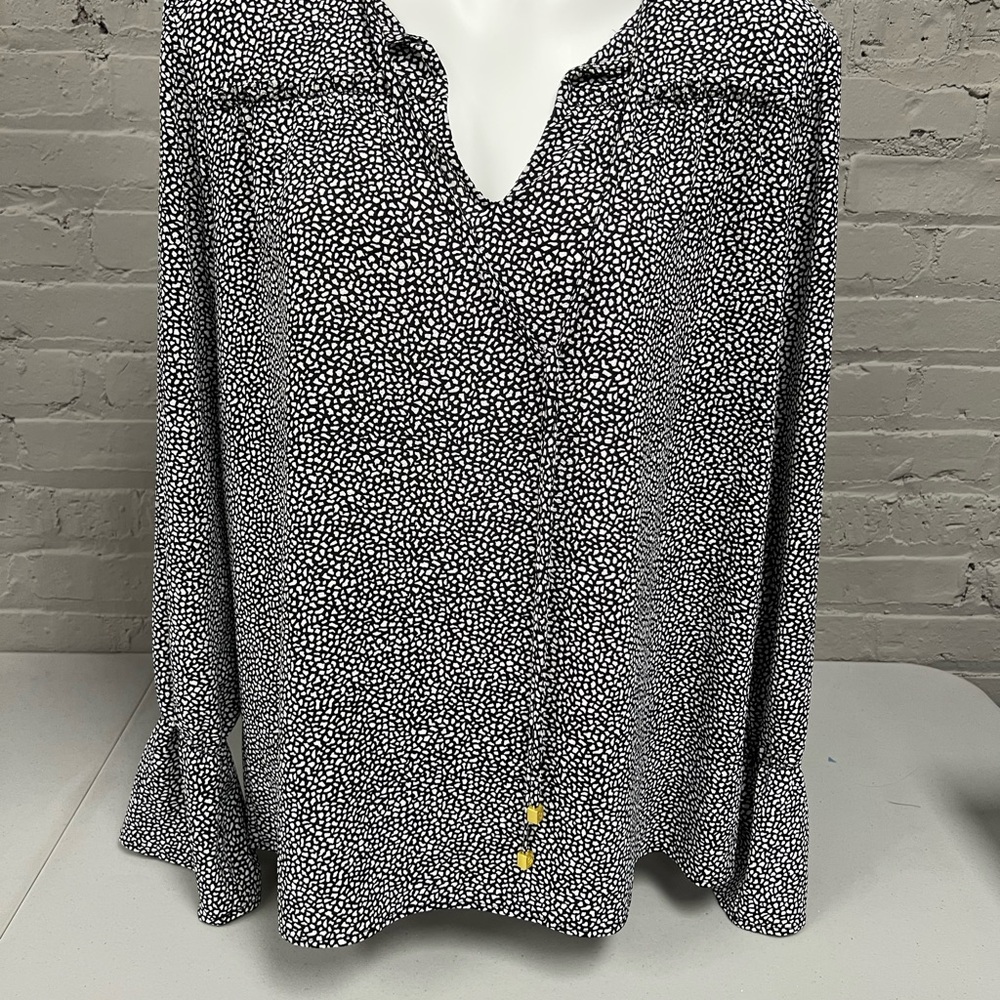 Michael Kors Black and White Dotted Blouse